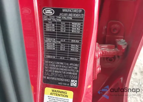 2020 Land Rover Range Rover Evoque Se from USA, damaged, VIN SALZP2FX0LH115568